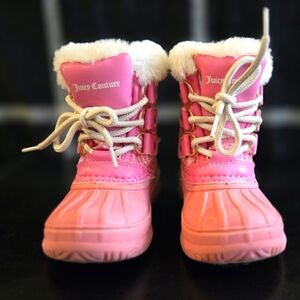 Juicy Couture Escalon Pink Waterproof Flat Heel Snow Rain Boot Fur Lined Baby 7